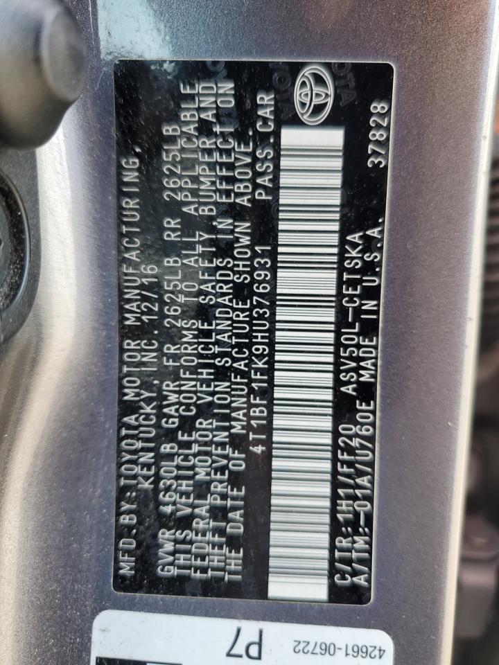 4T1BF1FK9HU376931 2017 Toyota Camry Le