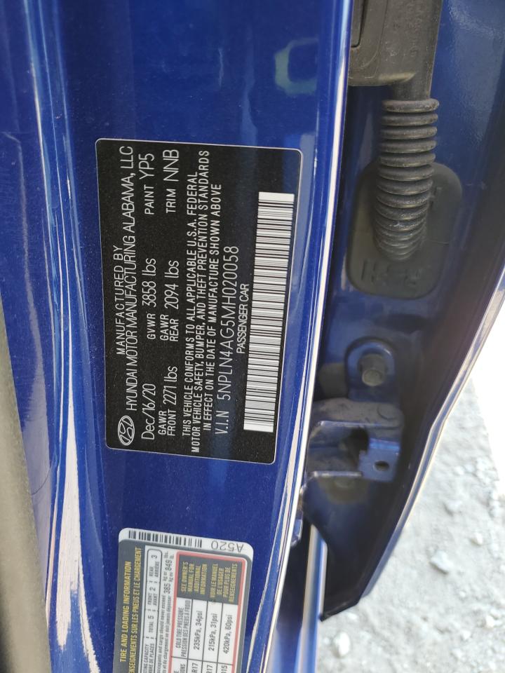 2021 Hyundai Elantra Sel VIN: 5NPLN4AG5MH020058 Lot: 65957384