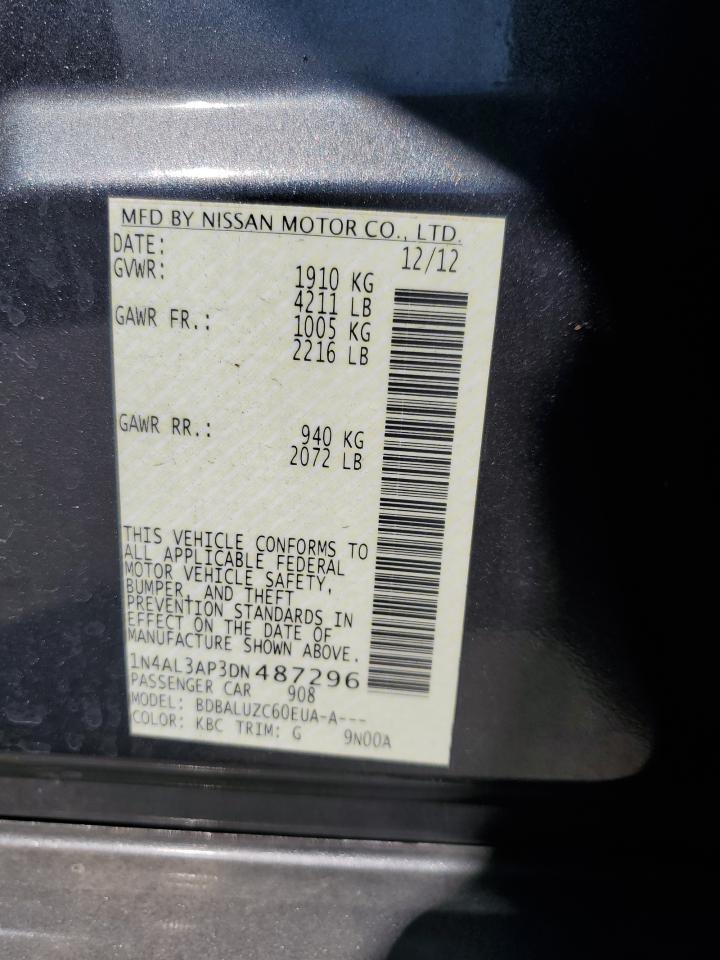 2013 Nissan Altima 2.5 VIN: 1N4AL3AP3DN487296 Lot: 68232624