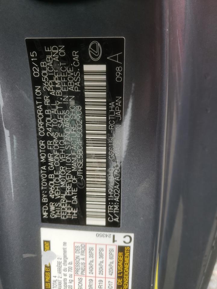 2015 Lexus Rc 350 VIN: JTHSE5BC4F5002908 Lot: 66950974