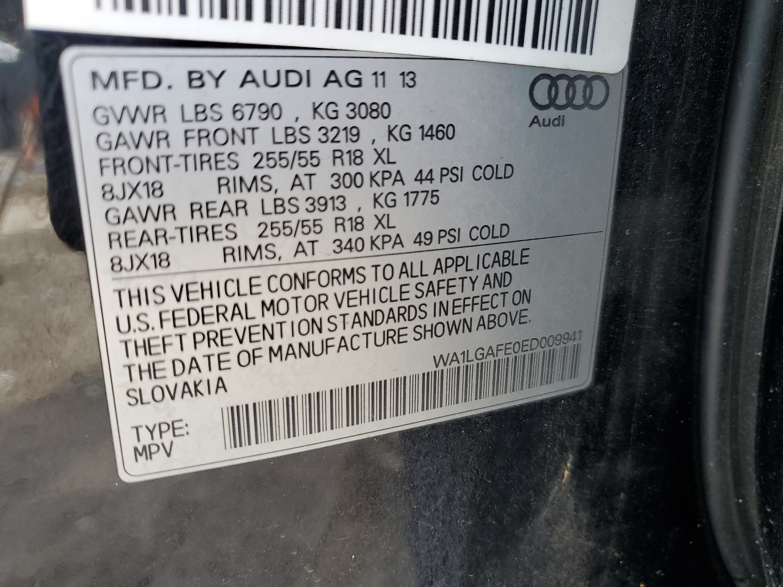 WA1LGAFE0ED009941 2014 Audi Q7 Premium Plus