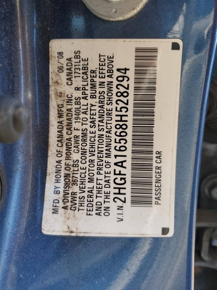 2008 Honda Civic Lx VIN: 2HGFA16568H528294 Lot: 66724334