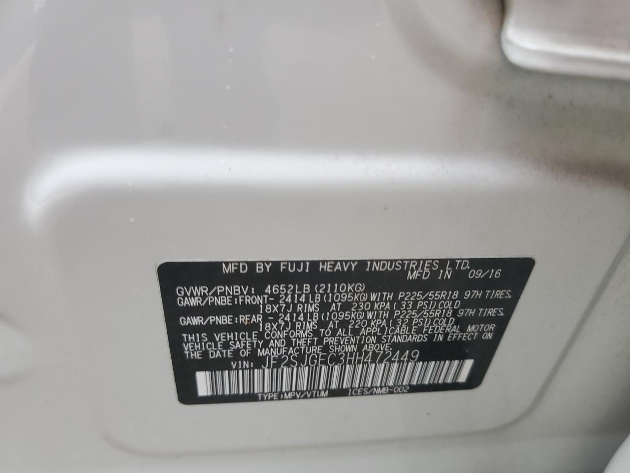 2017 Subaru Forester 2.0Xt Premium VIN: JF2SJGEC3HH472449 Lot: 65683414