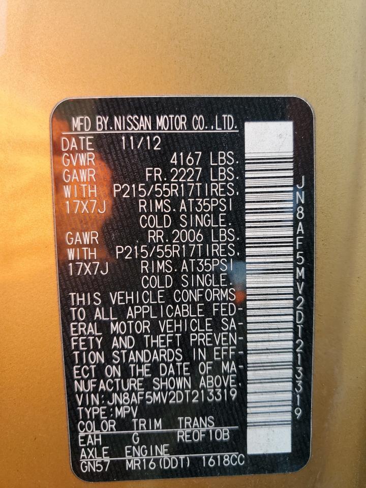 2013 Nissan Juke S VIN: JN8AF5MV2DT213319 Lot: 65635554