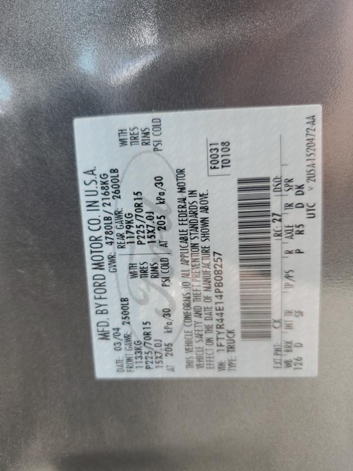 2004 Ford Ranger Super Cab VIN: 1FTYR44E14PB08257 Lot: 66881394