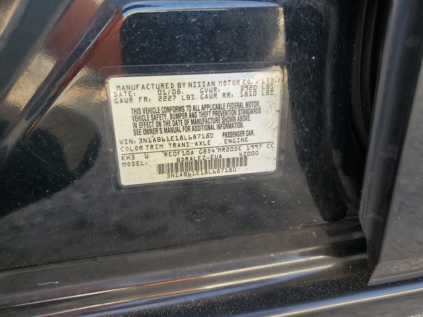 3N1AB61E18L687180 2008 Nissan Sentra 2.0