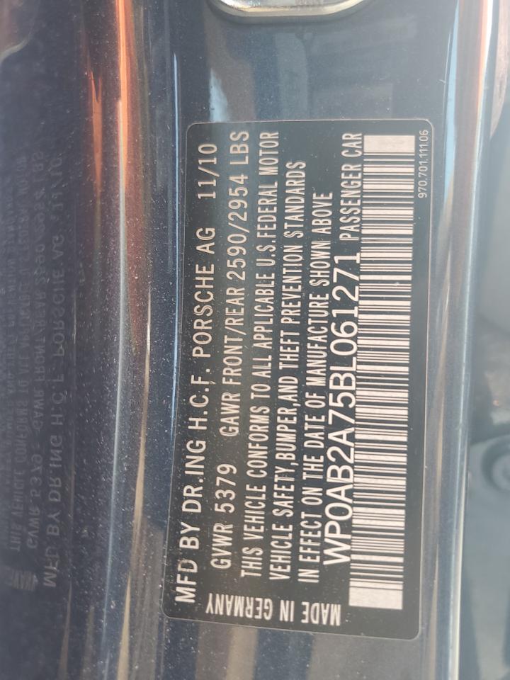 2011 Porsche Panamera S VIN: WP0AB2A75BL061271 Lot: 68878304