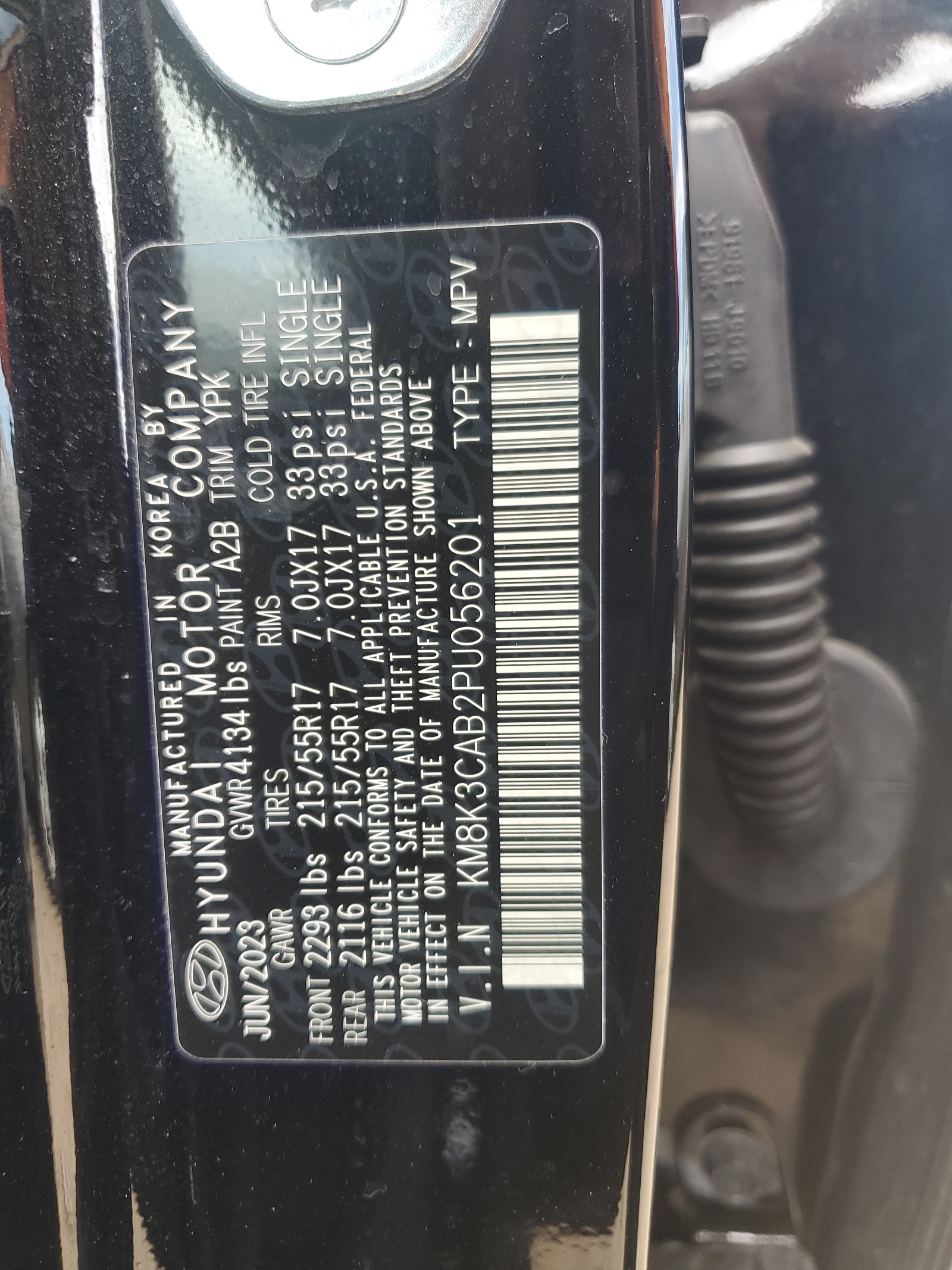 KM8K3CAB2PU056201 2023 Hyundai Kona Sel