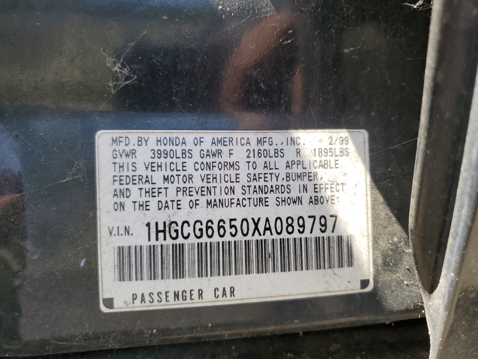 1HGCG6650XA089797 1999 Honda Accord Lx