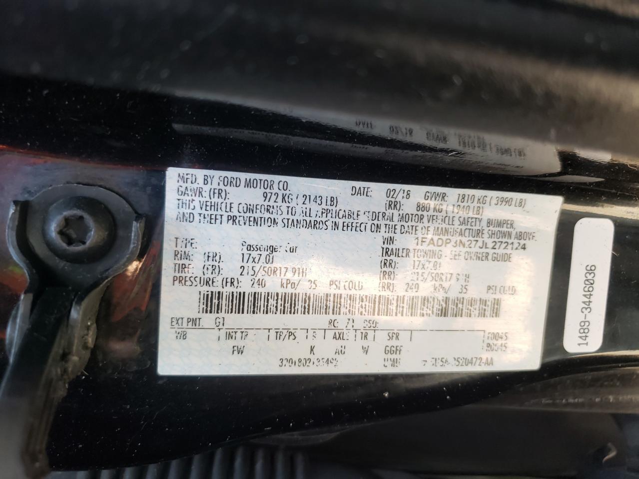 1FADP3N27JL272124 2018 Ford Focus Titanium