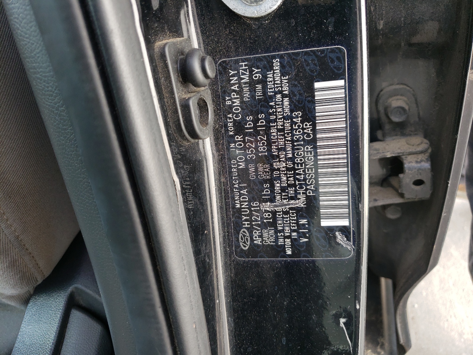 KMHCT4AE8GU136543 2016 Hyundai Accent Se