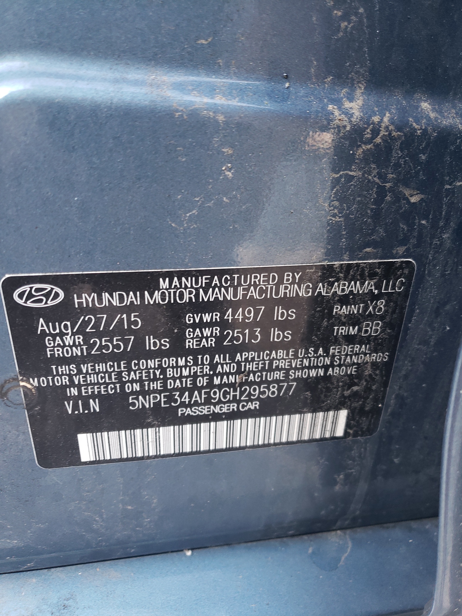 5NPE34AF9GH295877 2016 Hyundai Sonata Sport