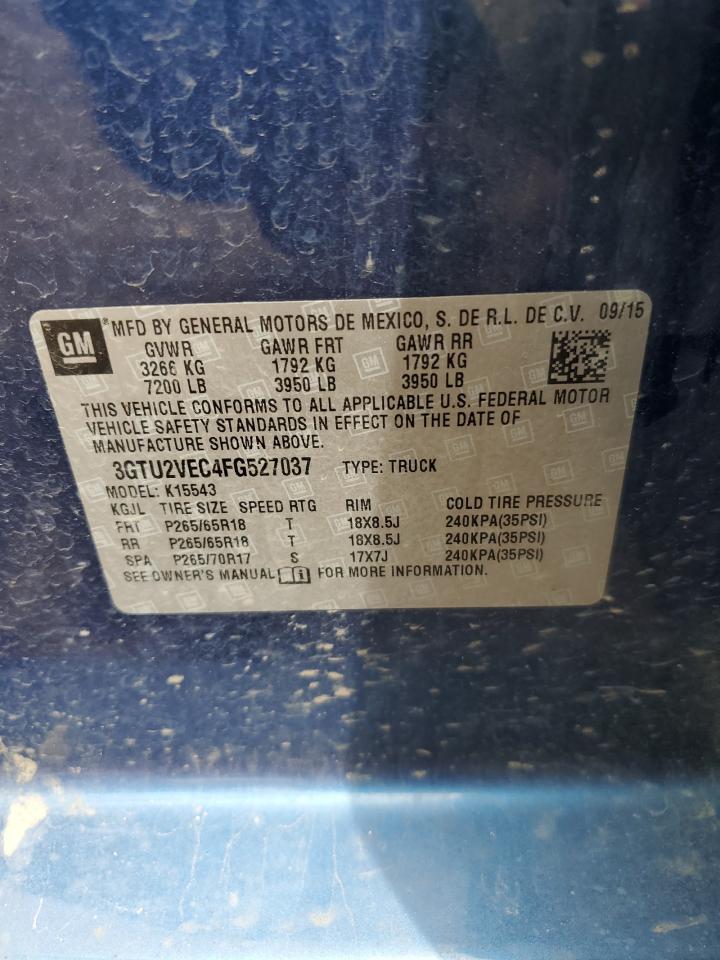 3GTU2VEC4FG527037 2015 GMC Sierra K1500 Slt