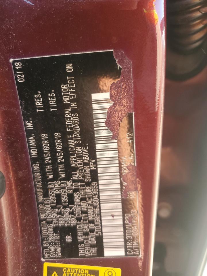 2018 Toyota Highlander Hybrid VIN: 5TDJGRFH6JS043659 Lot: 66025194