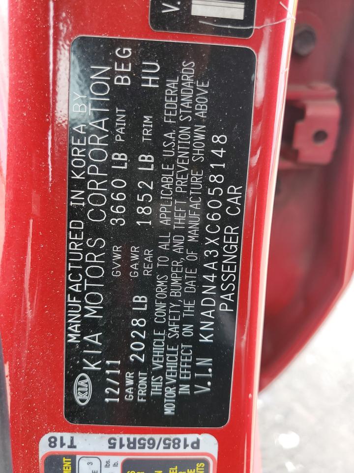 2012 Kia Rio Ex VIN: KNADN4A3XC6058148 Lot: 67537194