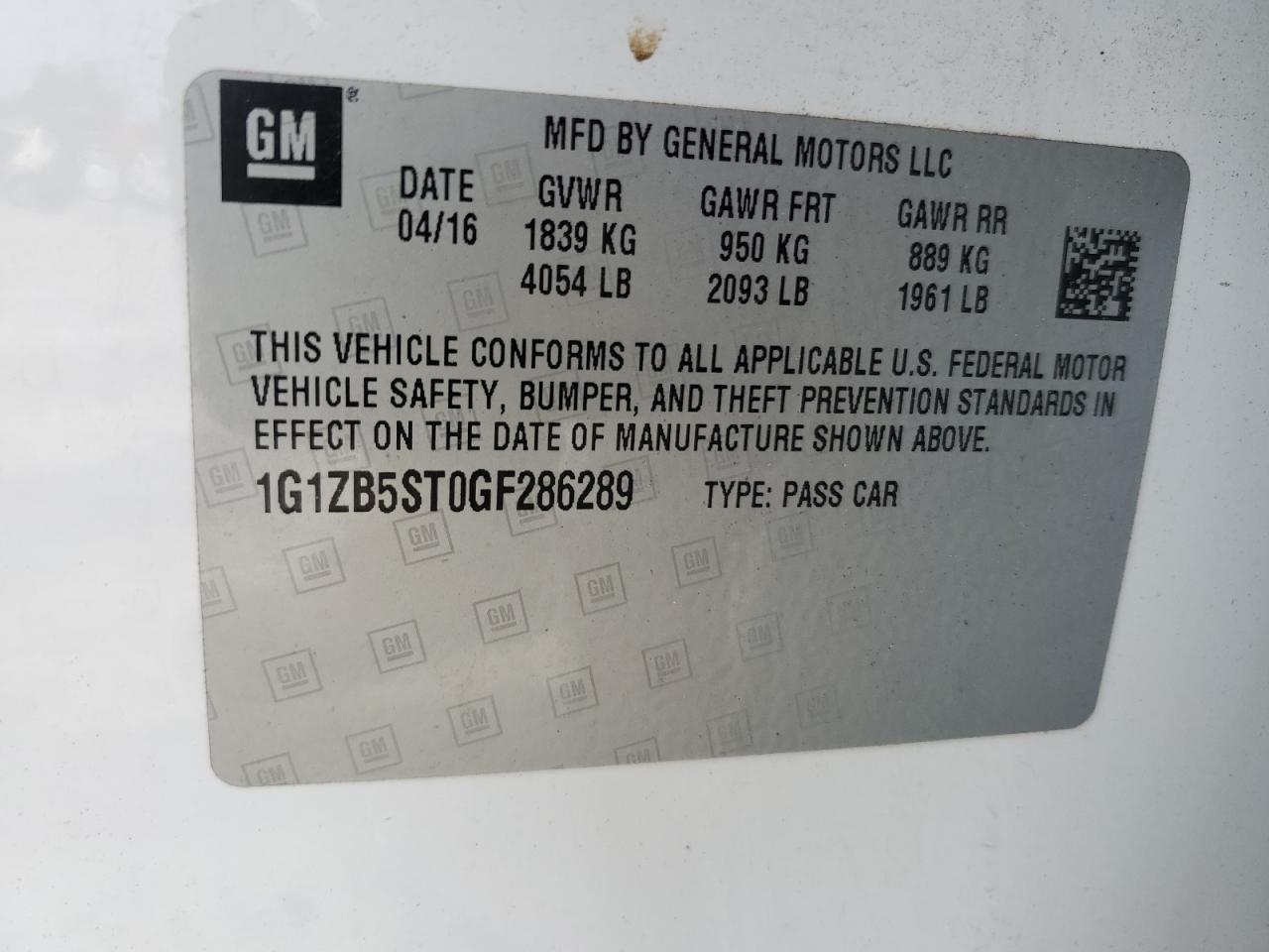 1G1ZB5ST0GF286289 2016 CHEVROLET MALIBU - Image 14