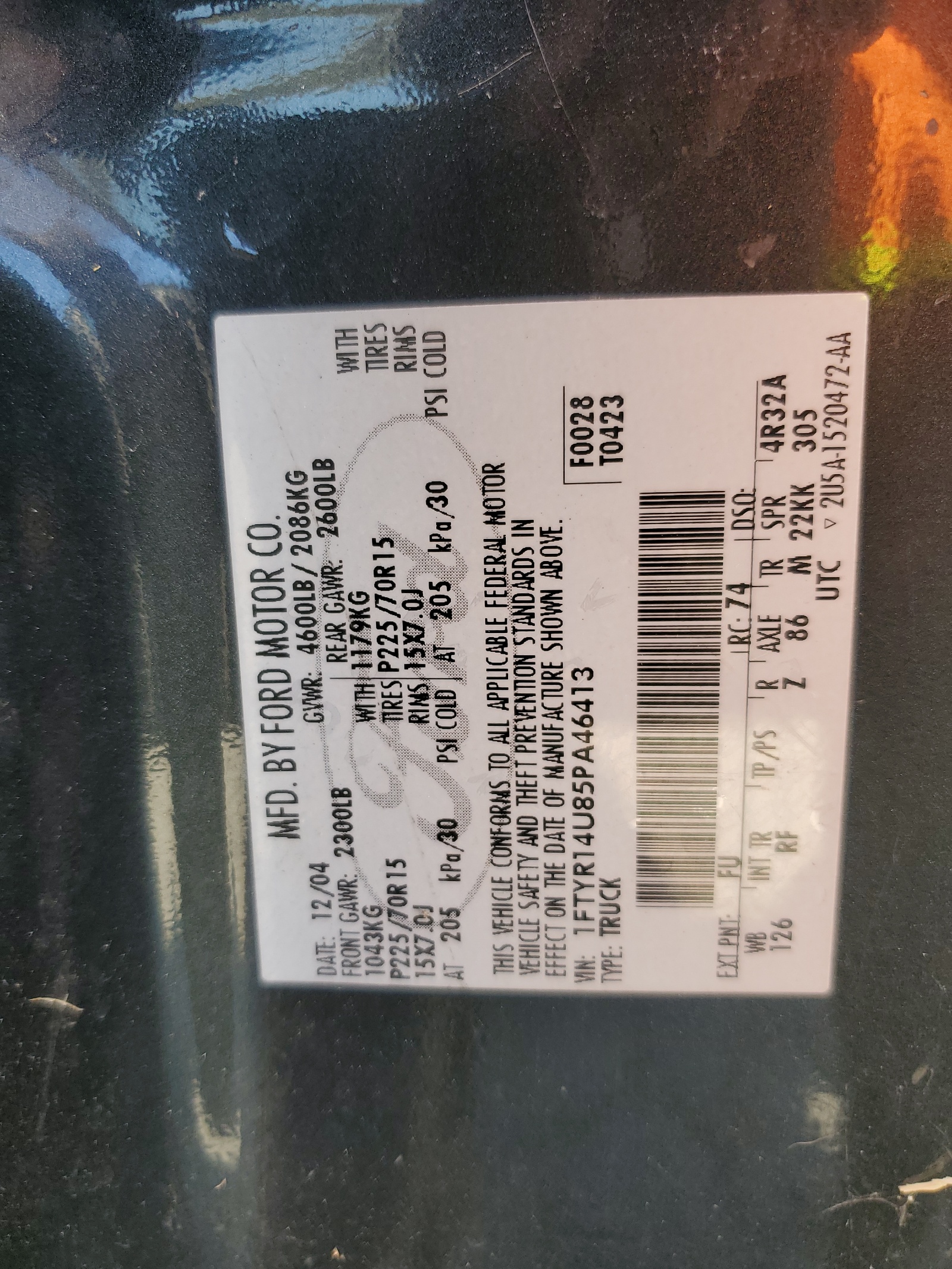 1FTYR14U85PA46413 2005 Ford Ranger Super Cab