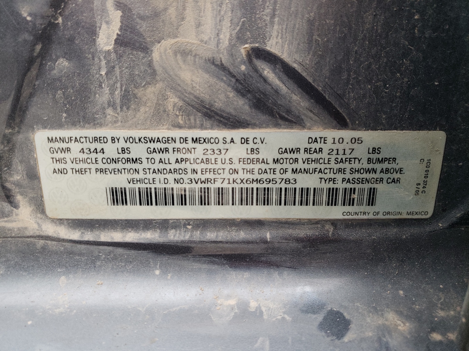 3VWRF71KX6M695783 2006 Volkswagen Jetta 2.5