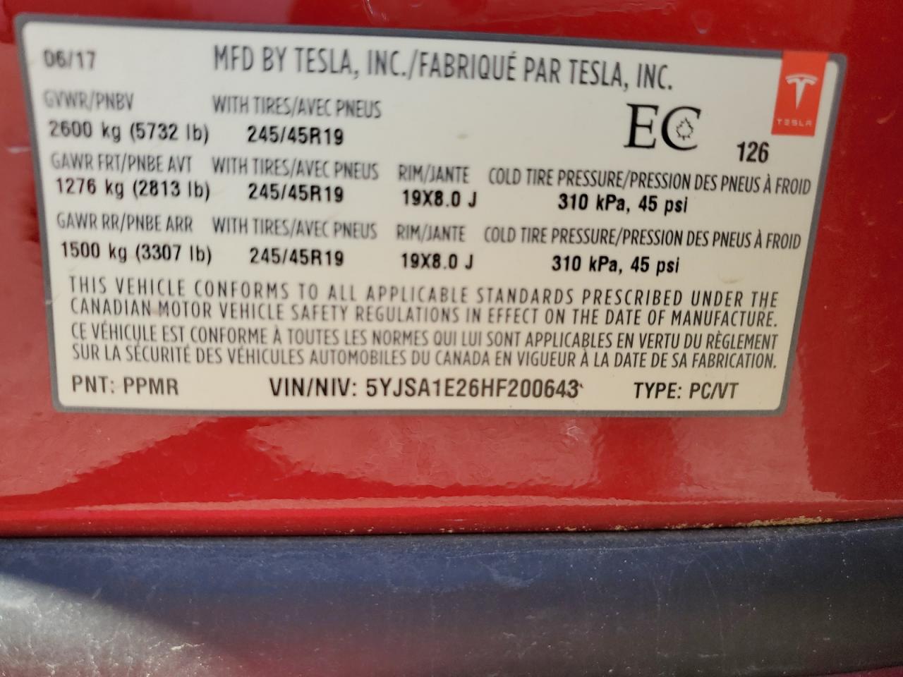 5YJSA1E26HF200643 2017 Tesla Model S