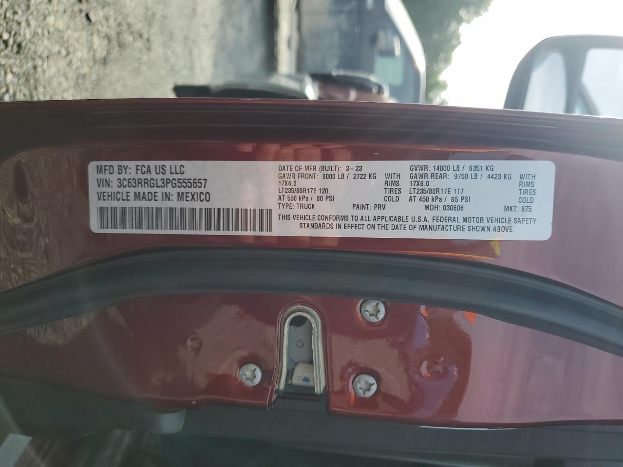 2023 Ram 3500 Tradesman VIN: 3C63RRGL3PG555657 Lot: 64987474