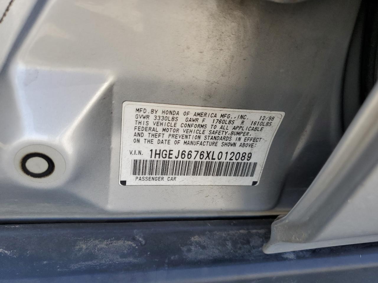 1HGEJ6676XL012089 1999 Honda Civic Lx