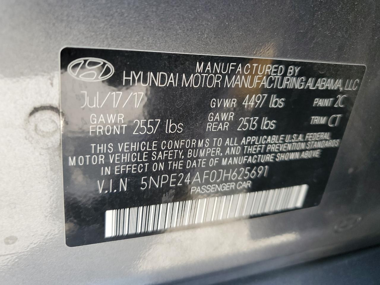 5NPE24AF0JH625691 2018 Hyundai Sonata Se