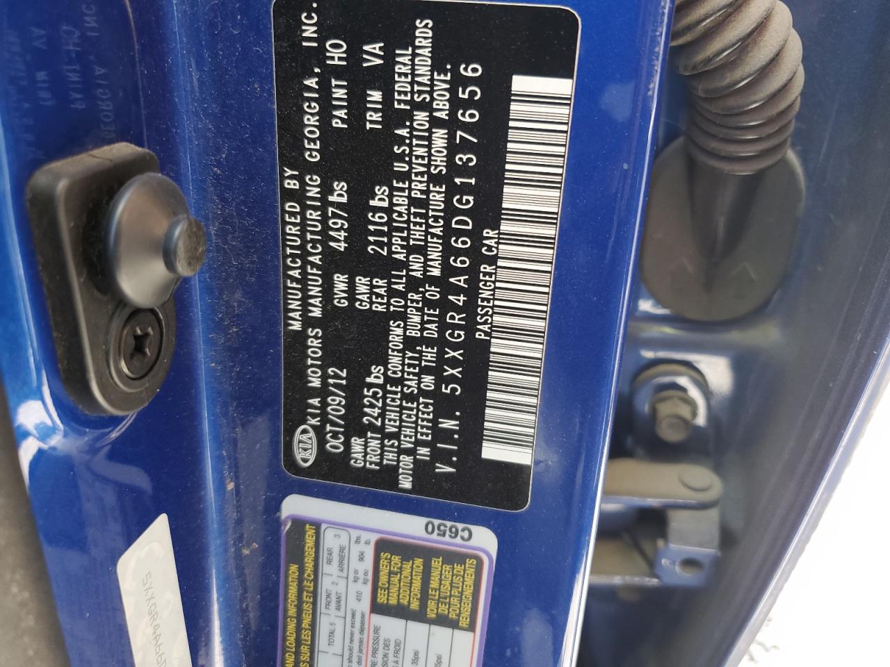 2013 Kia Optima Sx VIN: 5XXGR4A66DG137656 Lot: 57513544