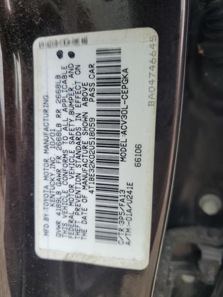 4T1BE32K02U518059 2002 Toyota Camry Le