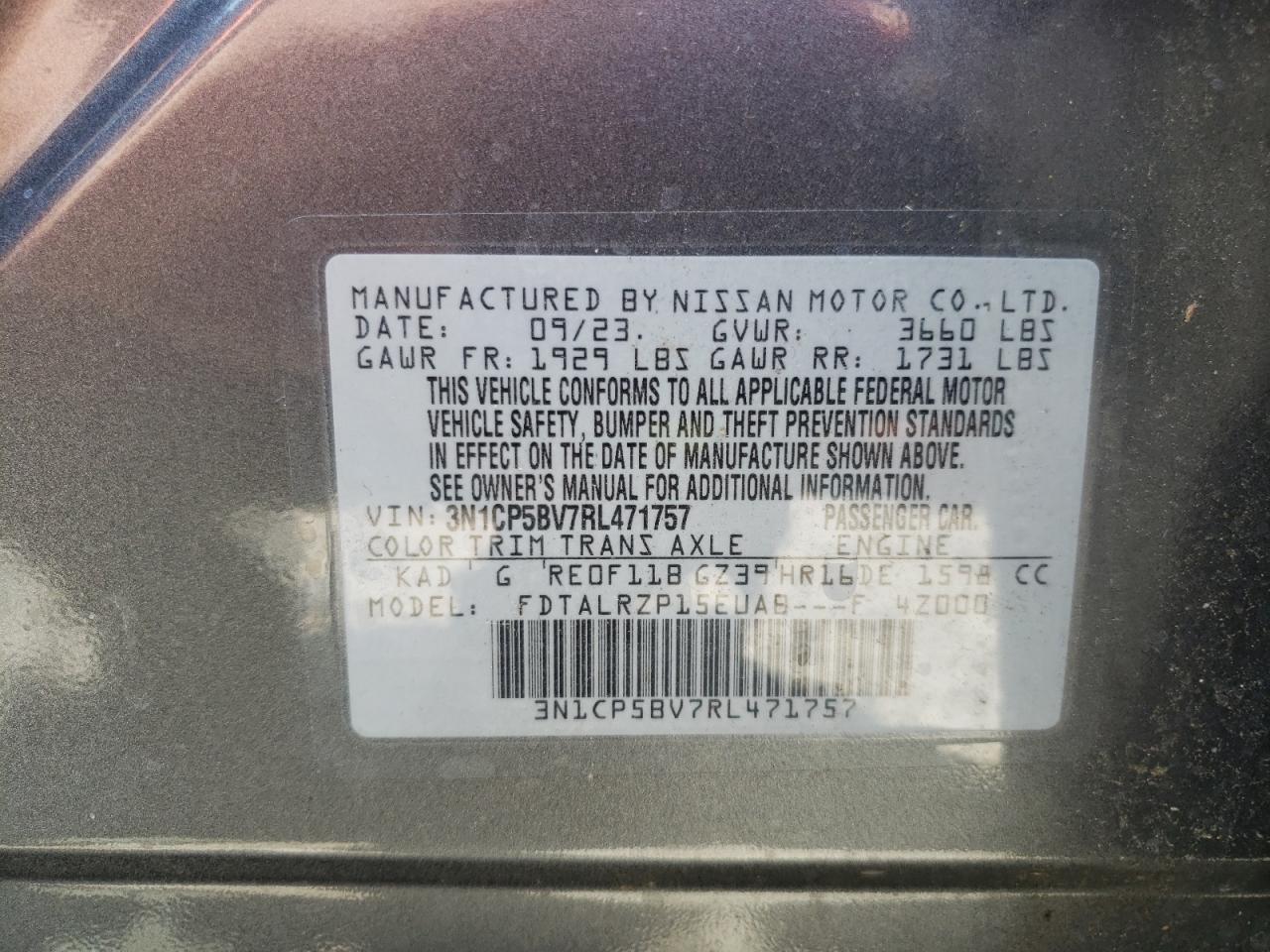 3N1CP5BV7RL471757 2024 Nissan Kicks S