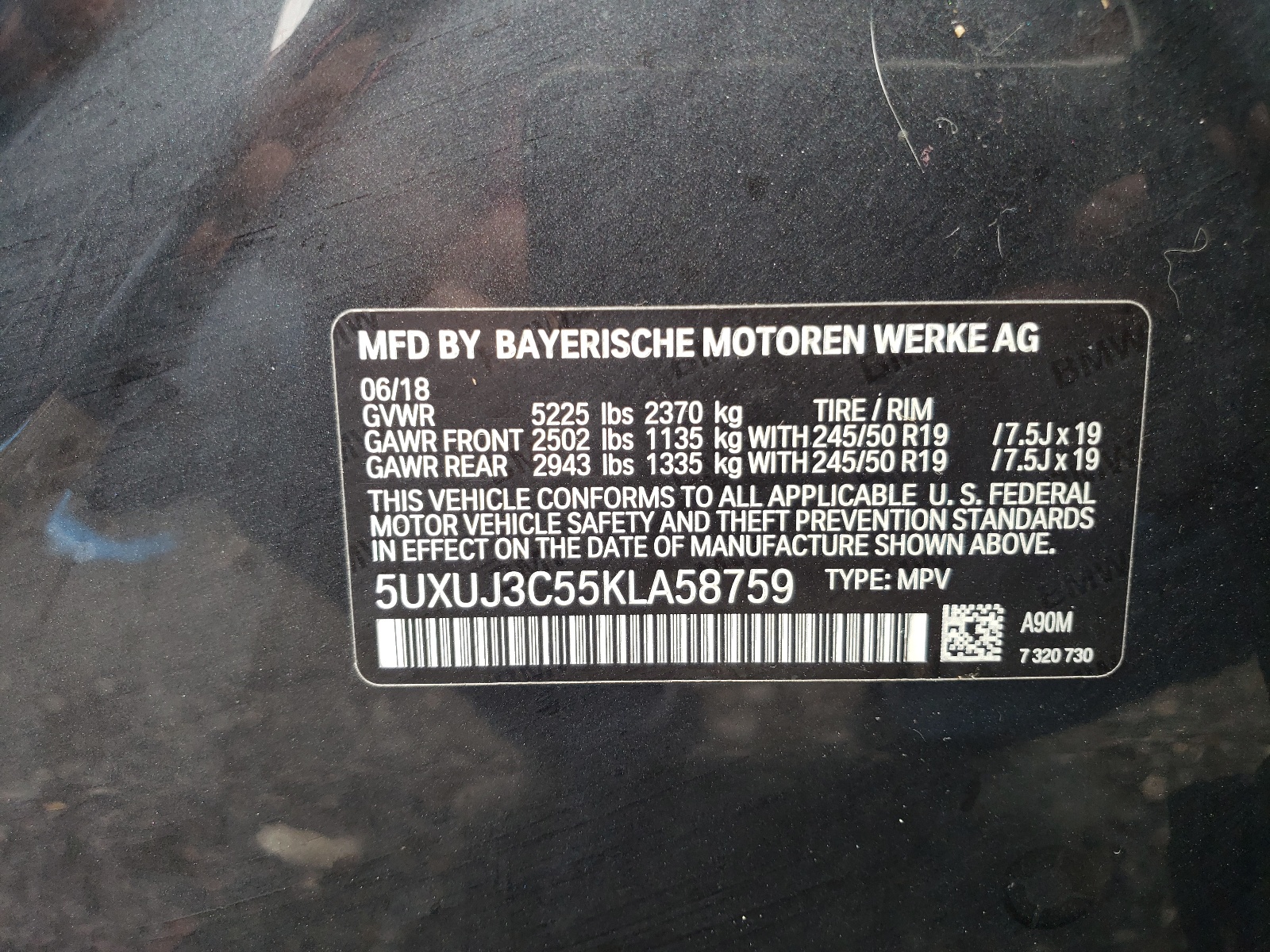 5UXUJ3C55KLA58759 2019 BMW X4 xDrive30I