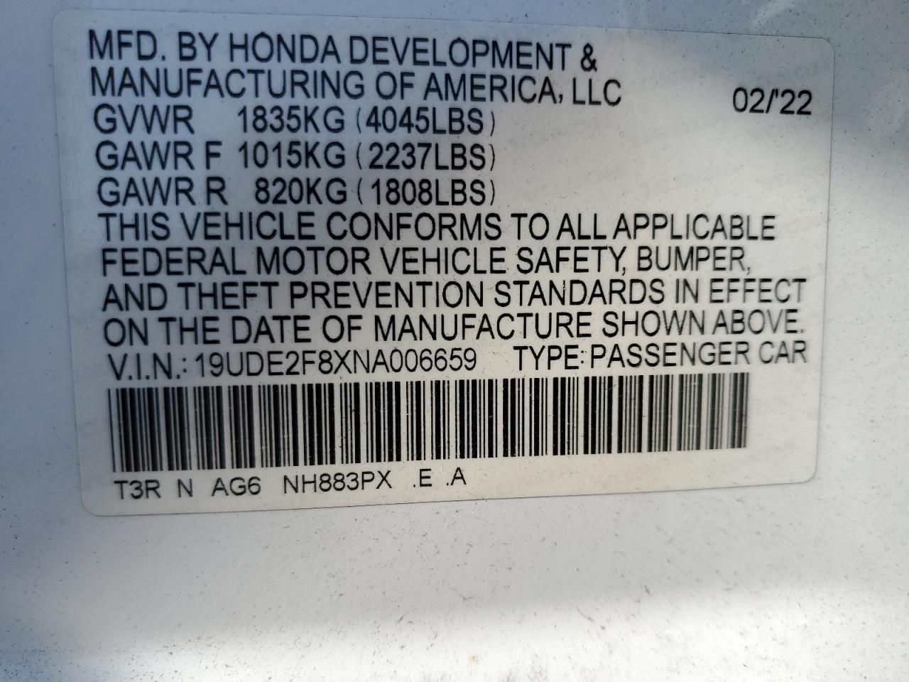 19UDE2F8XNA006659 2022 Acura Ilx Premium A-Spec