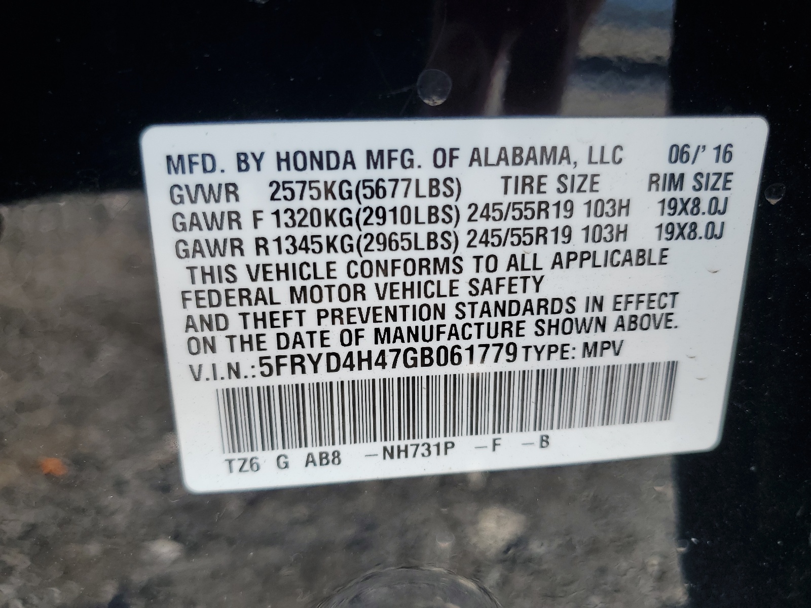 5FRYD4H47GB061779 2016 Acura Mdx Technology