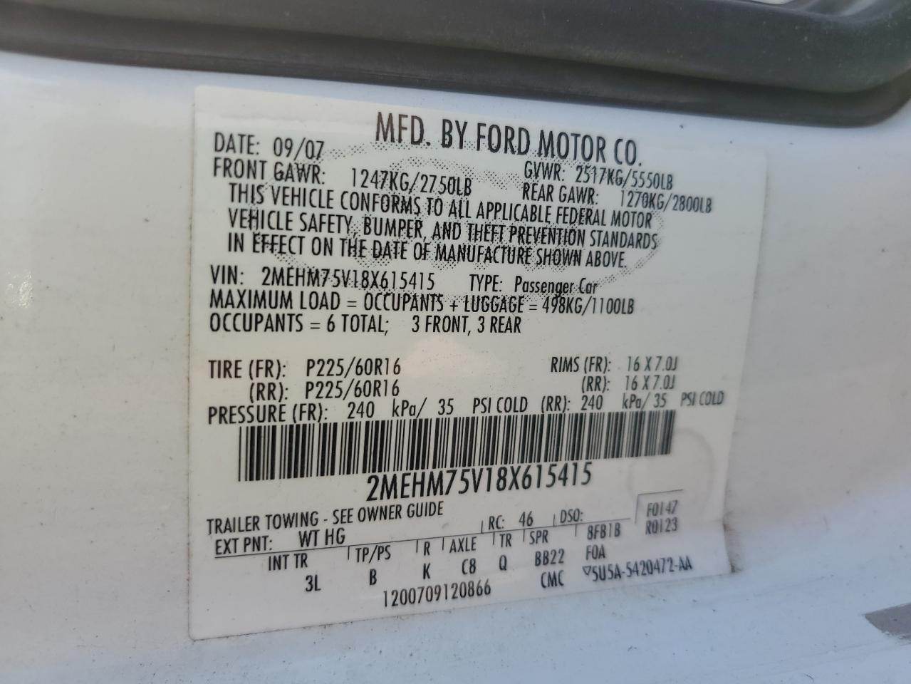 2MEHM75V18X615415 2008 Mercury Grand Marquis Ls