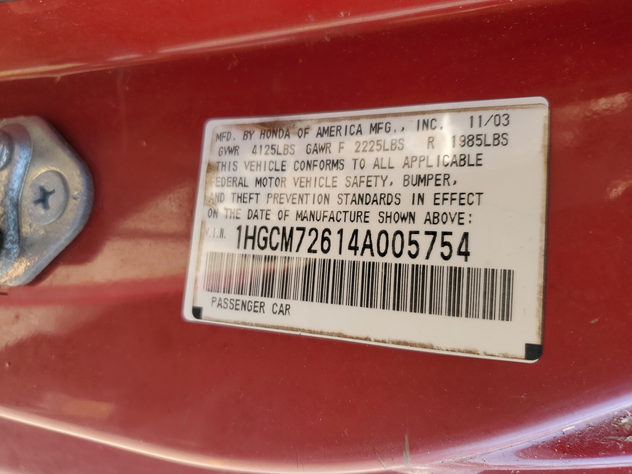 1HGCM72614A005754 2004 Honda Accord Ex