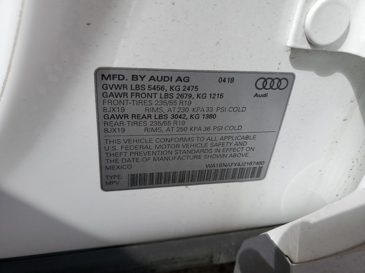 WA1BNAFY4J2167460 2018 Audi Q5 Premium Plus