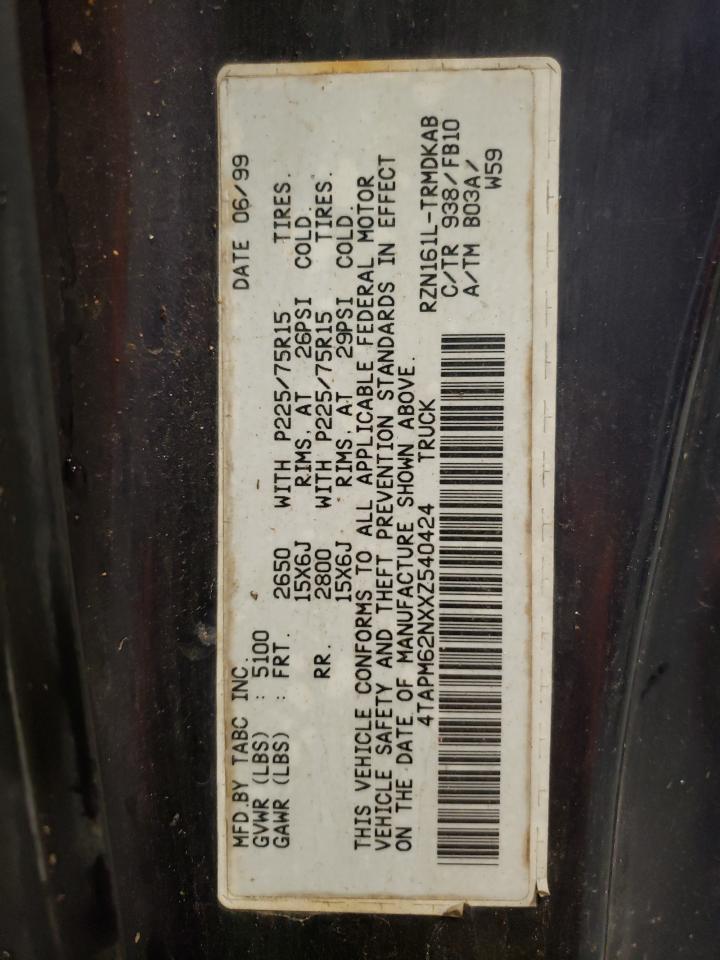 1999 Toyota Tacoma VIN: 4TAPM62NXXZ540424 Lot: 66814364