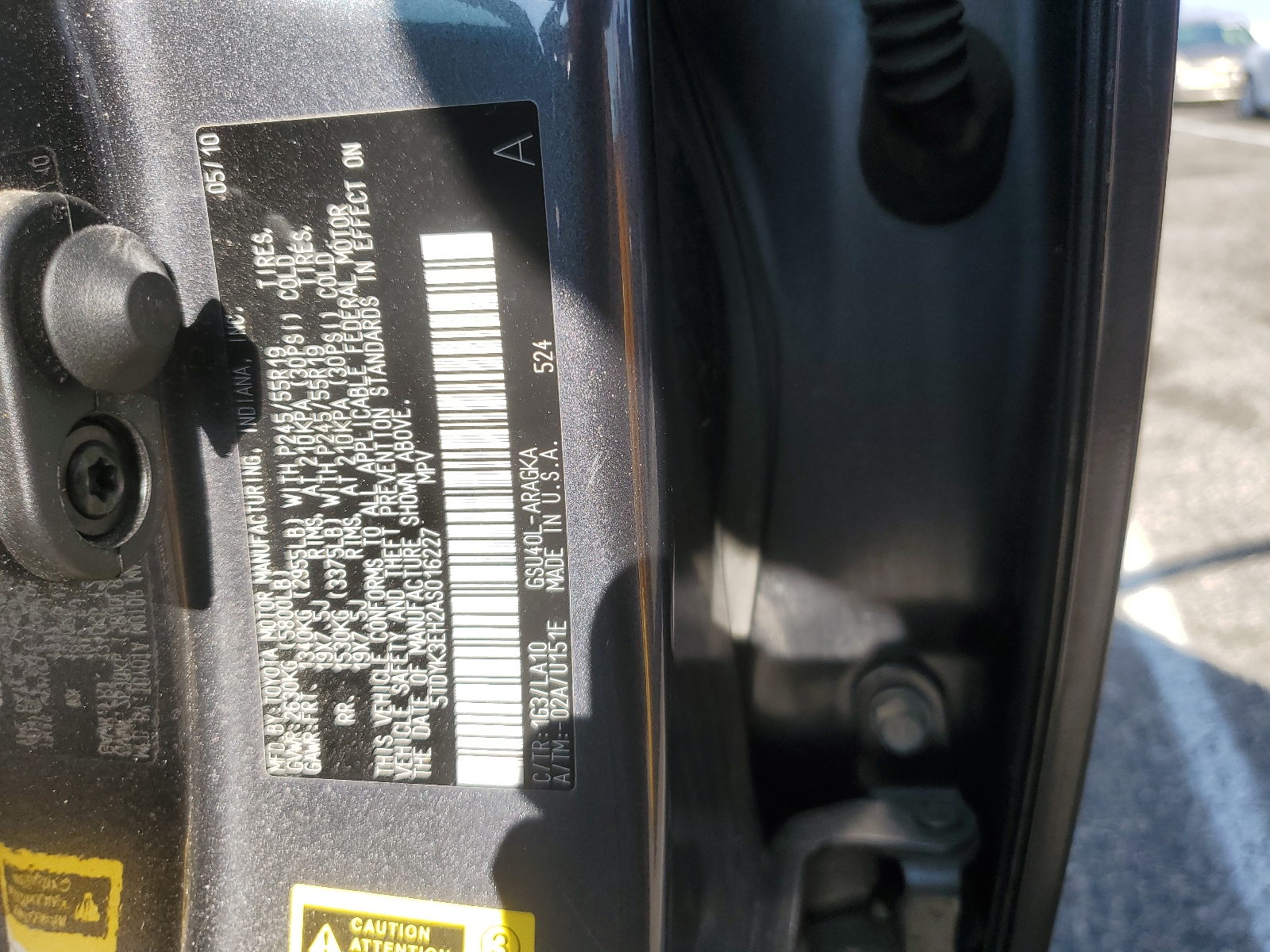 5TDYK3EH2AS016227 2010 Toyota Highlander Limited