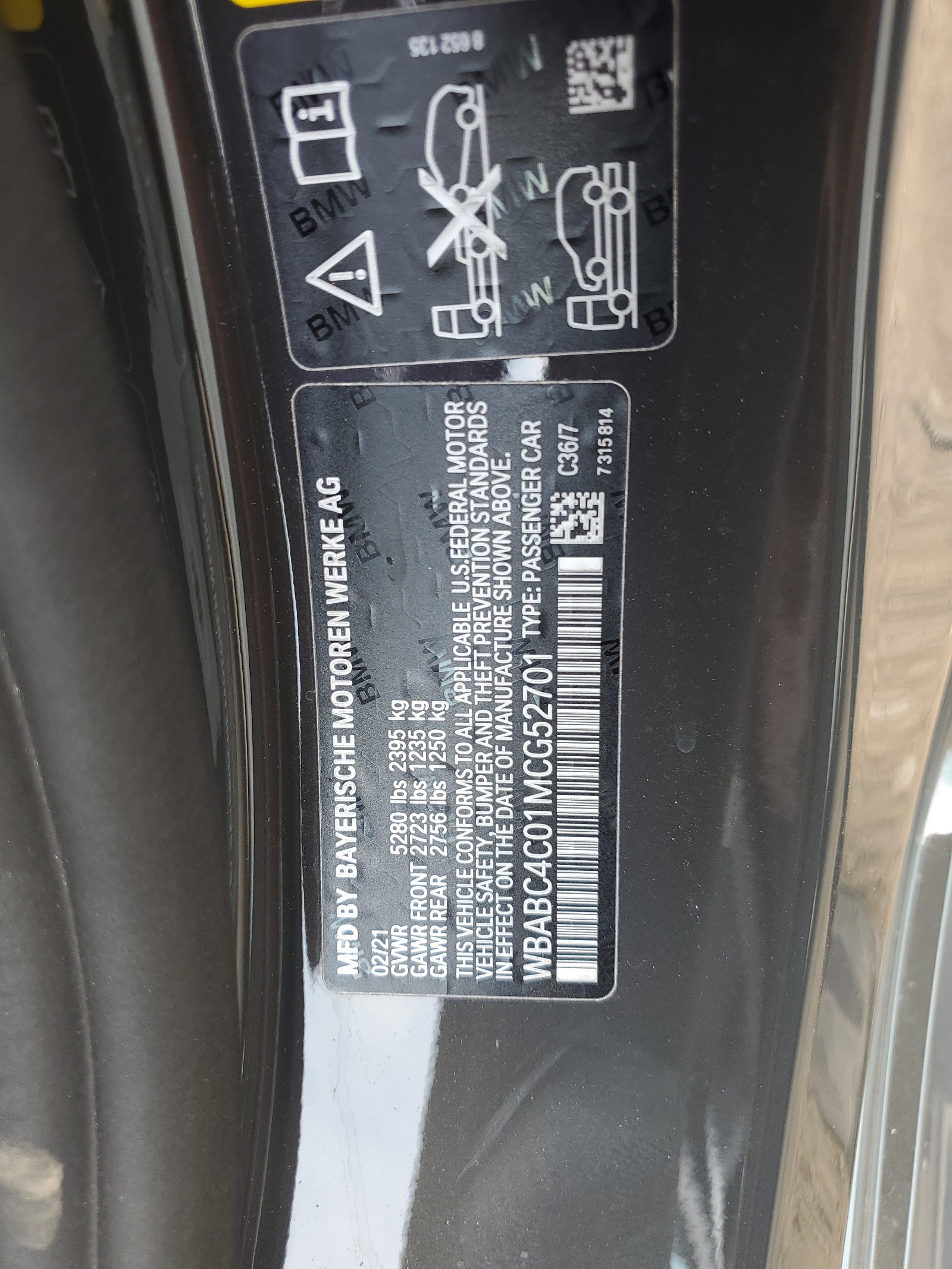 WBABC4C01MCG52701 2021 BMW M850Xi