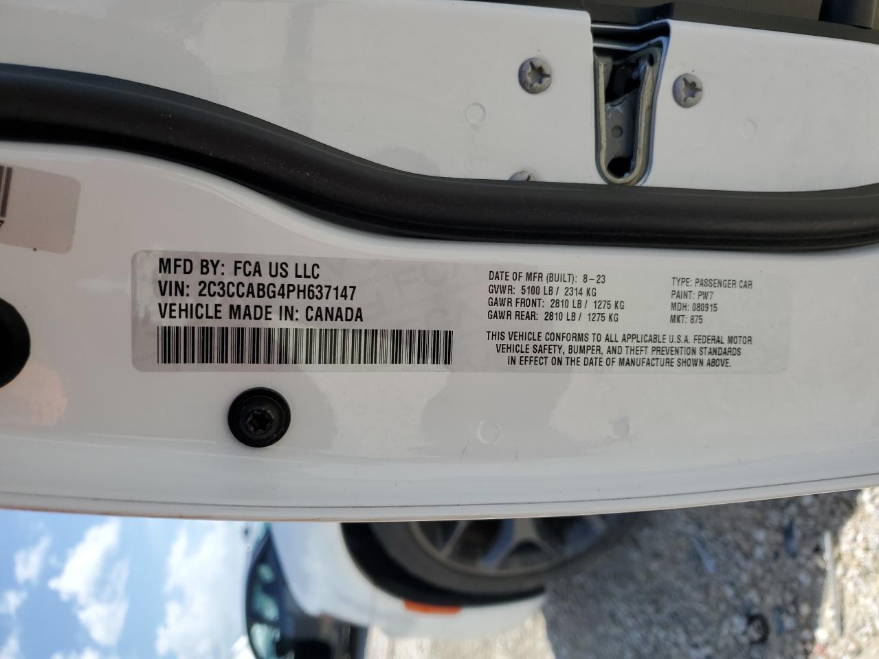 2023 Chrysler 300 S VIN: 2C3CCABG4PH637147 Lot: 66802904