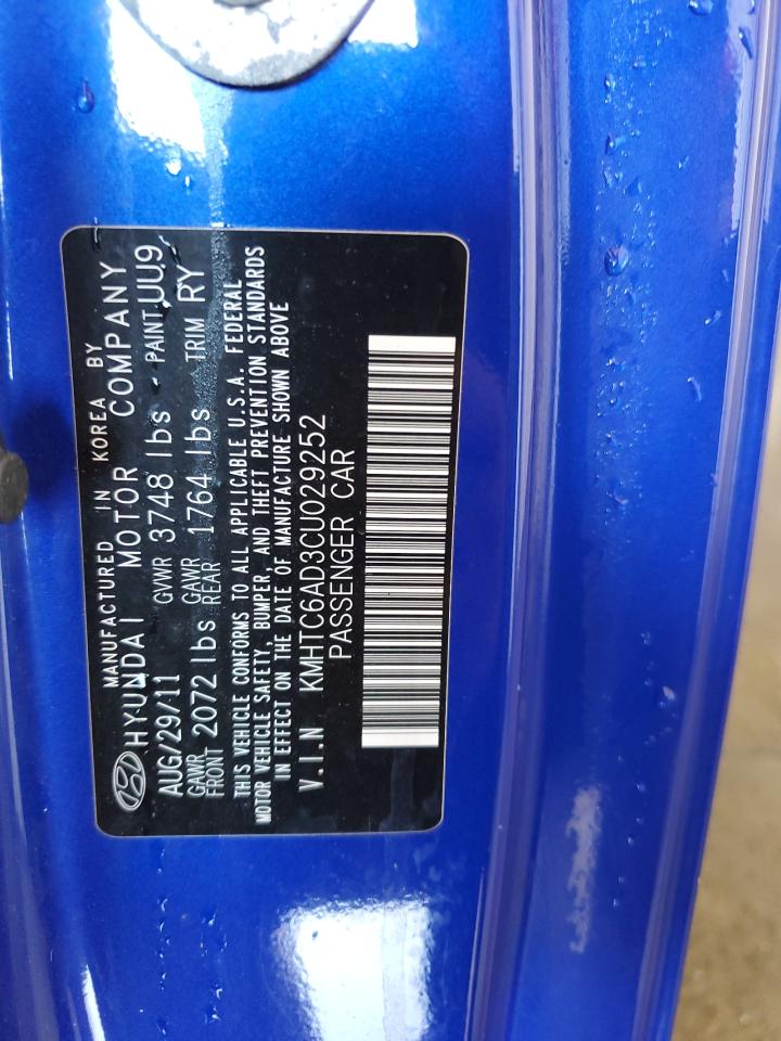 2012 Hyundai Veloster VIN: KMHTC6AD3CU029252 Lot: 66810274