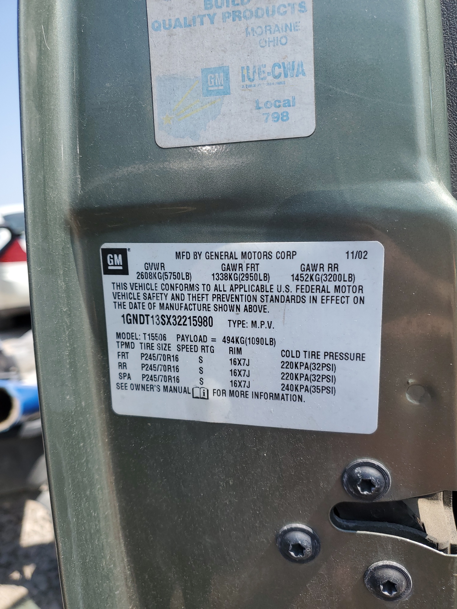 1GNDT13SX32215980 2003 Chevrolet Trailblazer