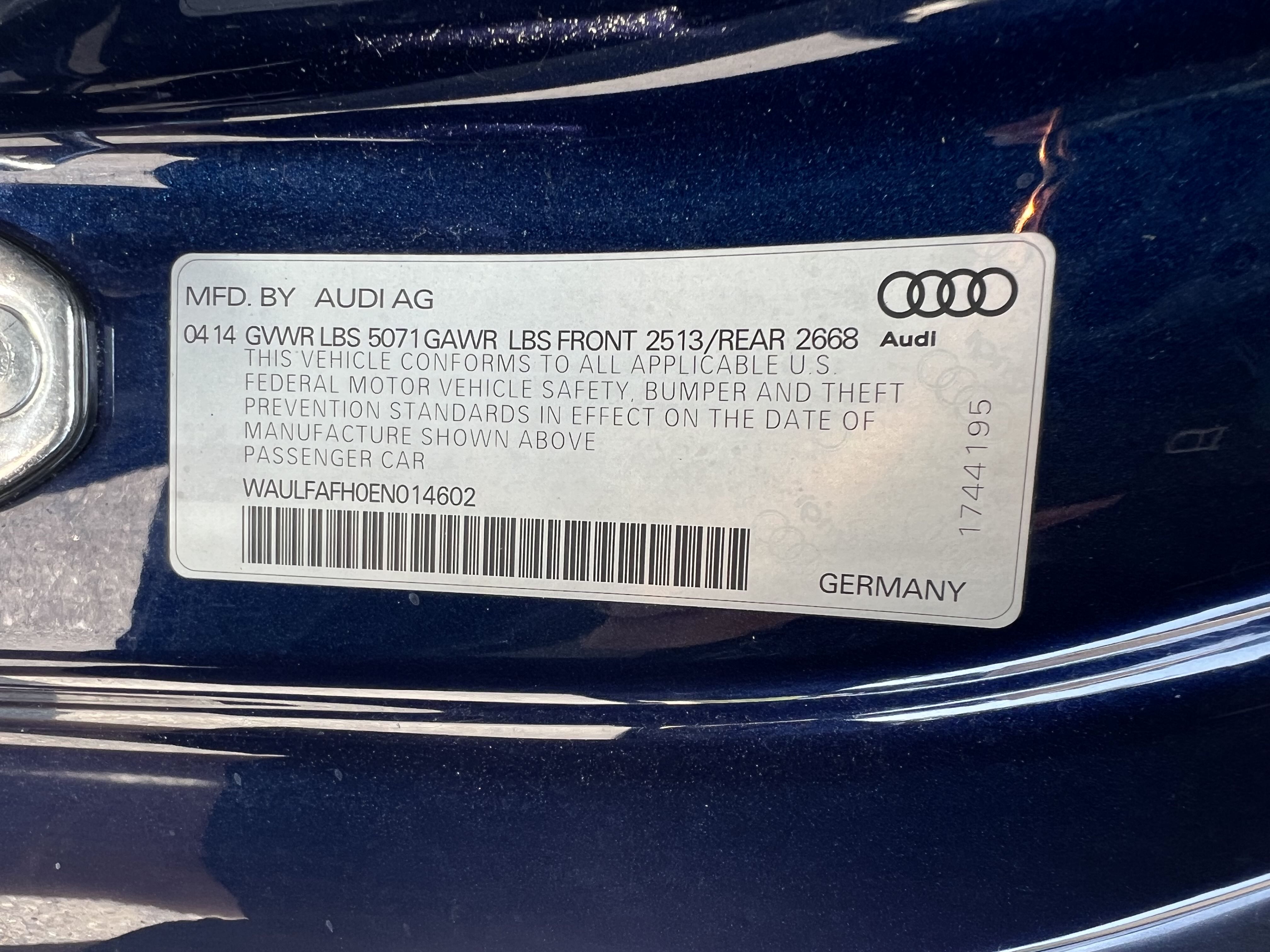 2014 Audi A5 Premium Plus vin: WAULFAFH0EN014602