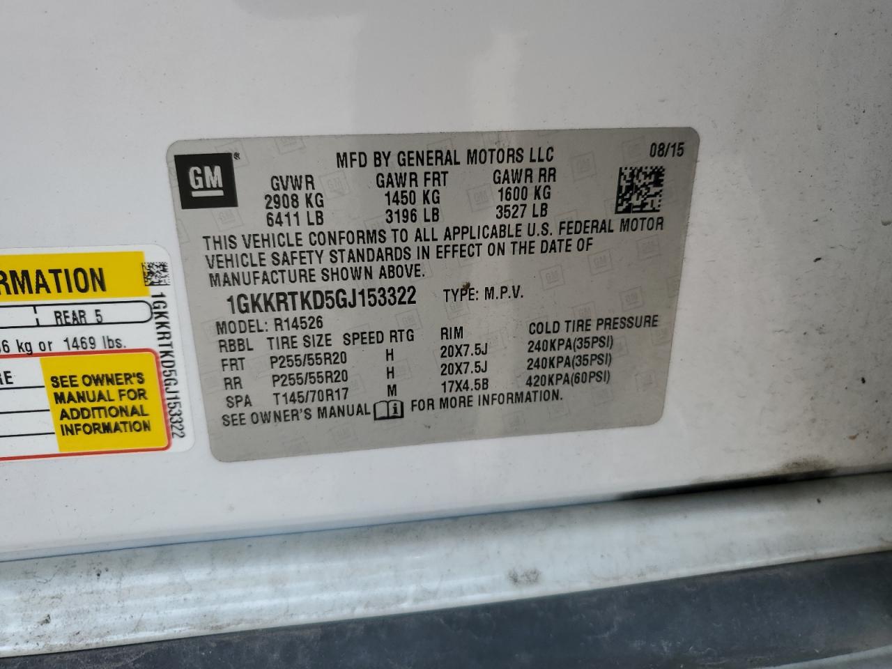 2016 GMC Acadia Denali VIN: 1GKKRTKD5GJ153322 Lot: 78823014