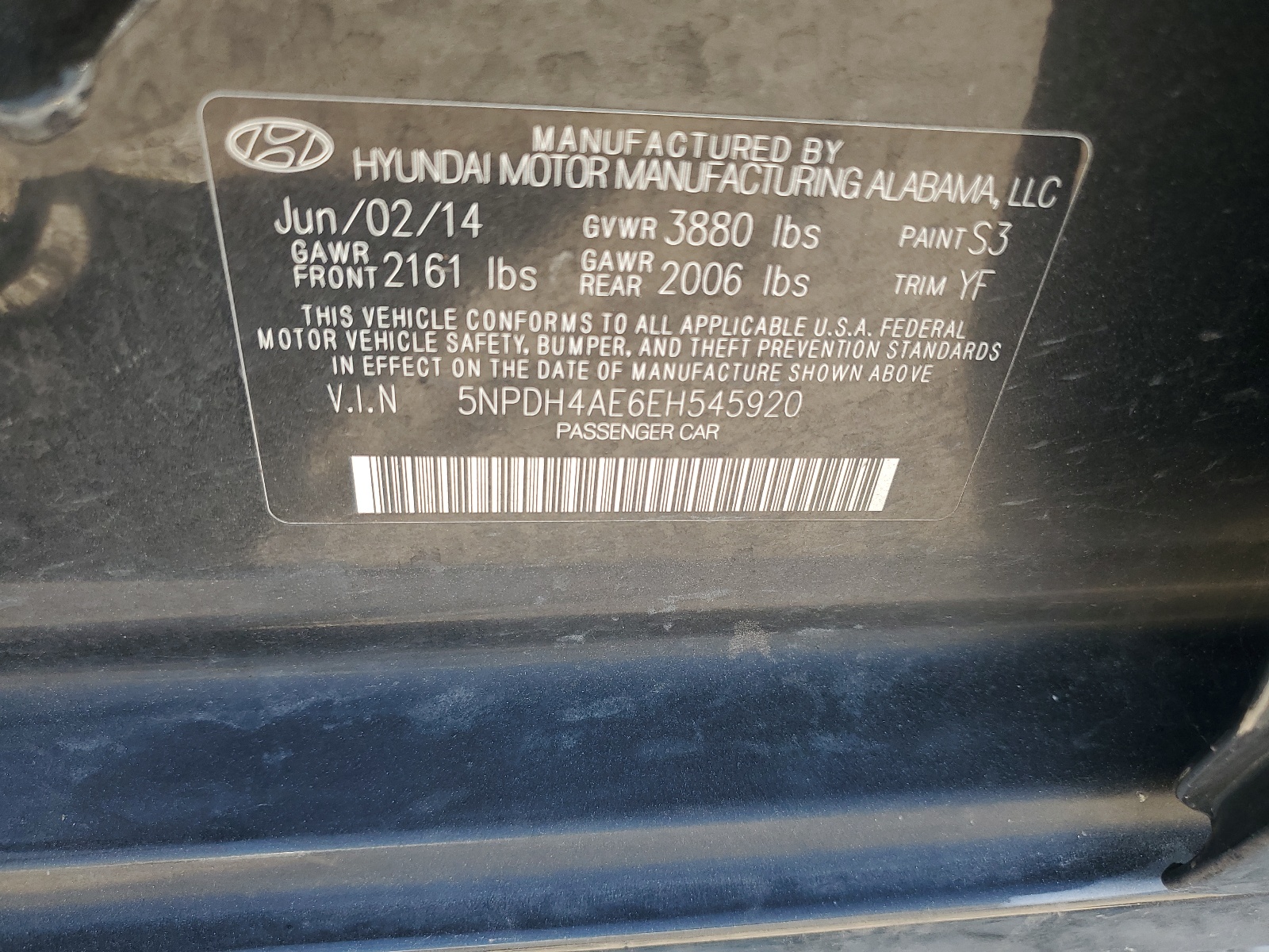 5NPDH4AE6EH545920 2014 Hyundai Elantra Se