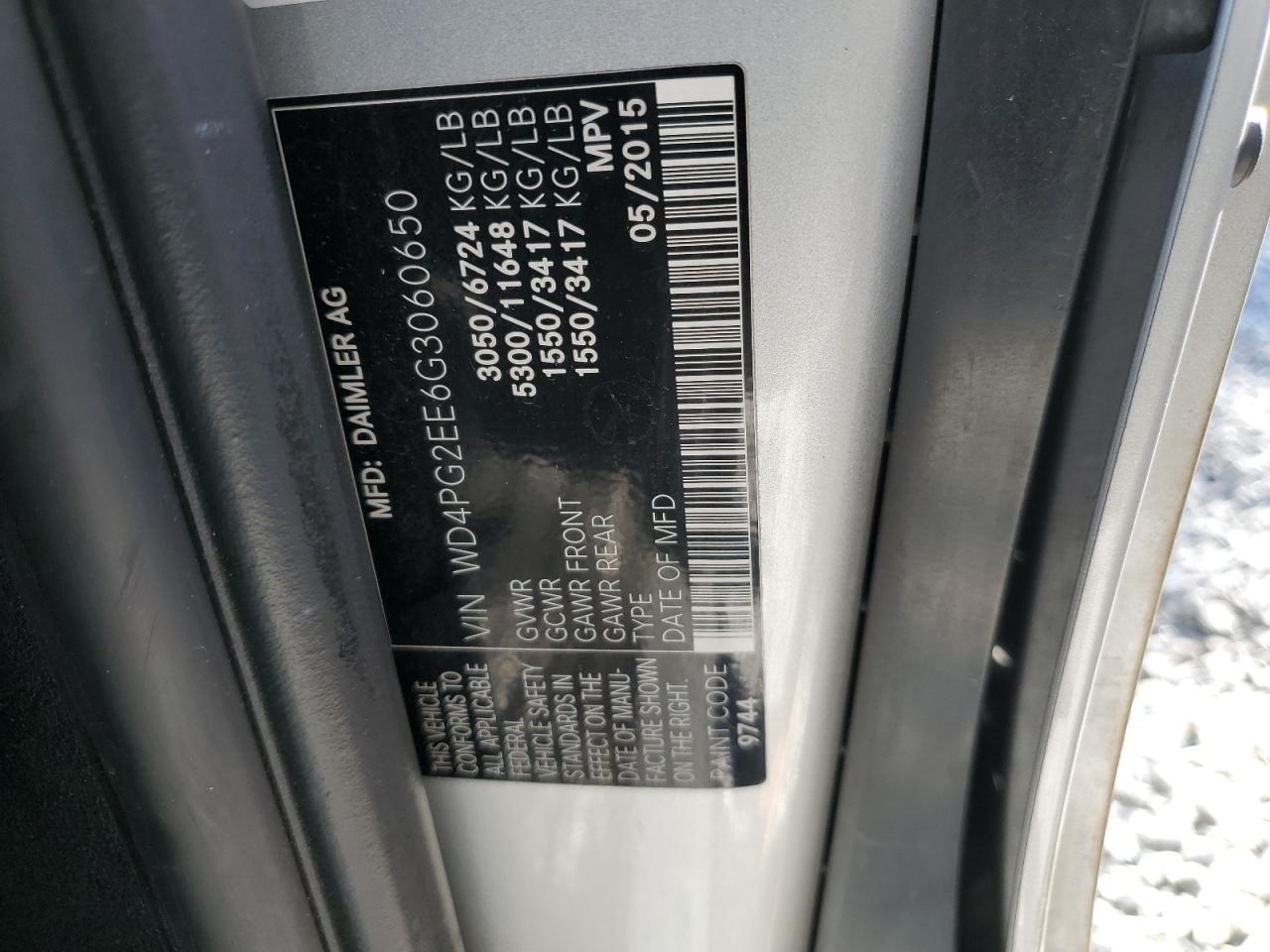 WD4PG2EE6G3060650 2016 Mercedes-Benz Metris