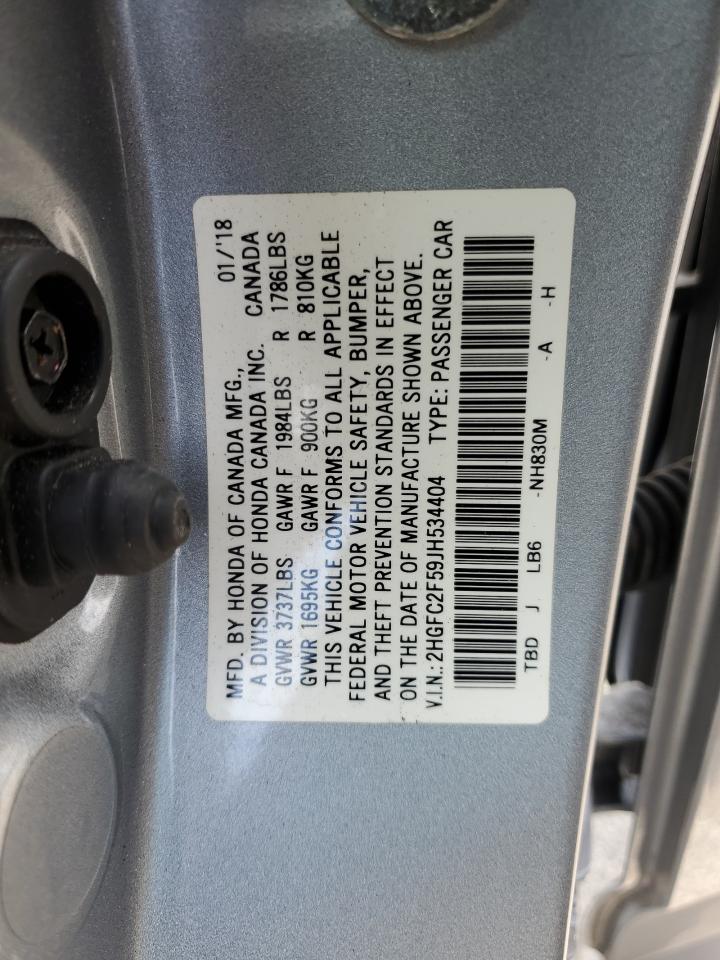 2018 Honda Civic Lx VIN: 2HGFC2F59JH534404 Lot: 67097184