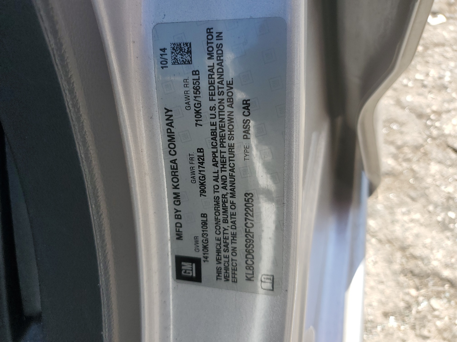 KL8CD6S92FC722053 2015 Chevrolet Spark 1Lt