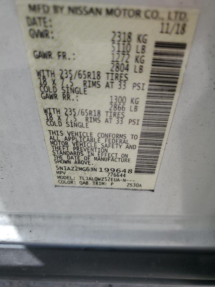 2018 Nissan Murano S VIN: 5N1AZ2MG6JN199648 Lot: 65347484