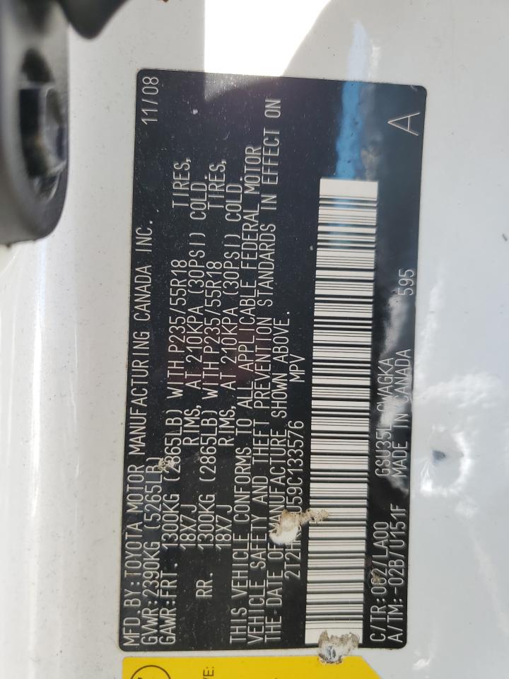 2009 Lexus Rx 350 VIN: 2T2HK31U59C133576 Lot: 66946994