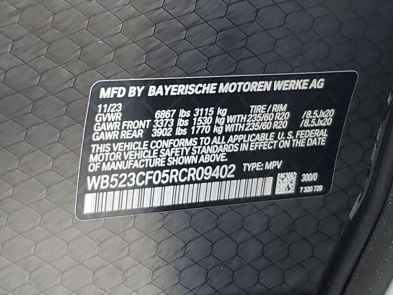 2024 BMW Ix xDrive50 VIN: WB523CF05RCR09402 Lot: 69338784